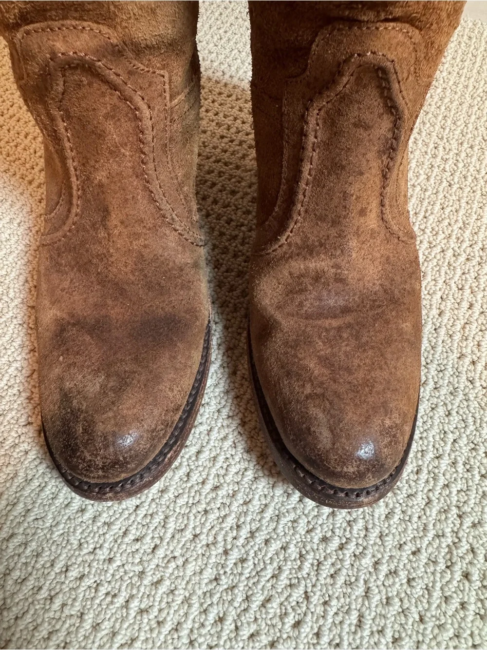 Frye Jane Tall Suede Boots in Chestnut Brown